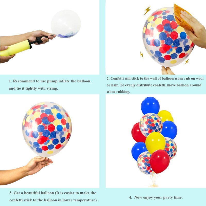 Haptda Toy Inspired Story Balloon Arch & Garland Kit, 85 Pack 12" 5" Cloud Cow Print Balloons Red Yellow Blue Fruit Green Latex Balloons Confetti Balloon Set for Baby Shower Kids Birthday Party Decorations - Image 4